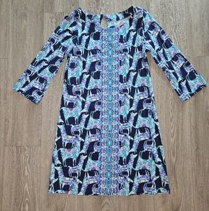 Lilly Pulitzer Navy & Aqua Patterned Mini Dress